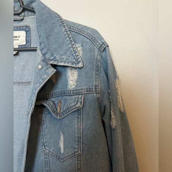 Forever 21 Distressed Blue Denim Jacket - Picture 4 of 9